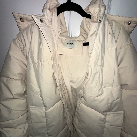 PUFFIT Hooded Long Puffer Coat – Cream | 3XL (16-18) | Water Repellent - Picture 4 of 6